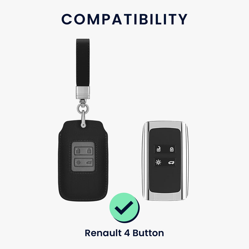 kwmobile Car Key Fob Cover made of Faux Leather compatible with Renault 4-Button Smartkey (Keyless Go only) - Key Fob Case - Cover