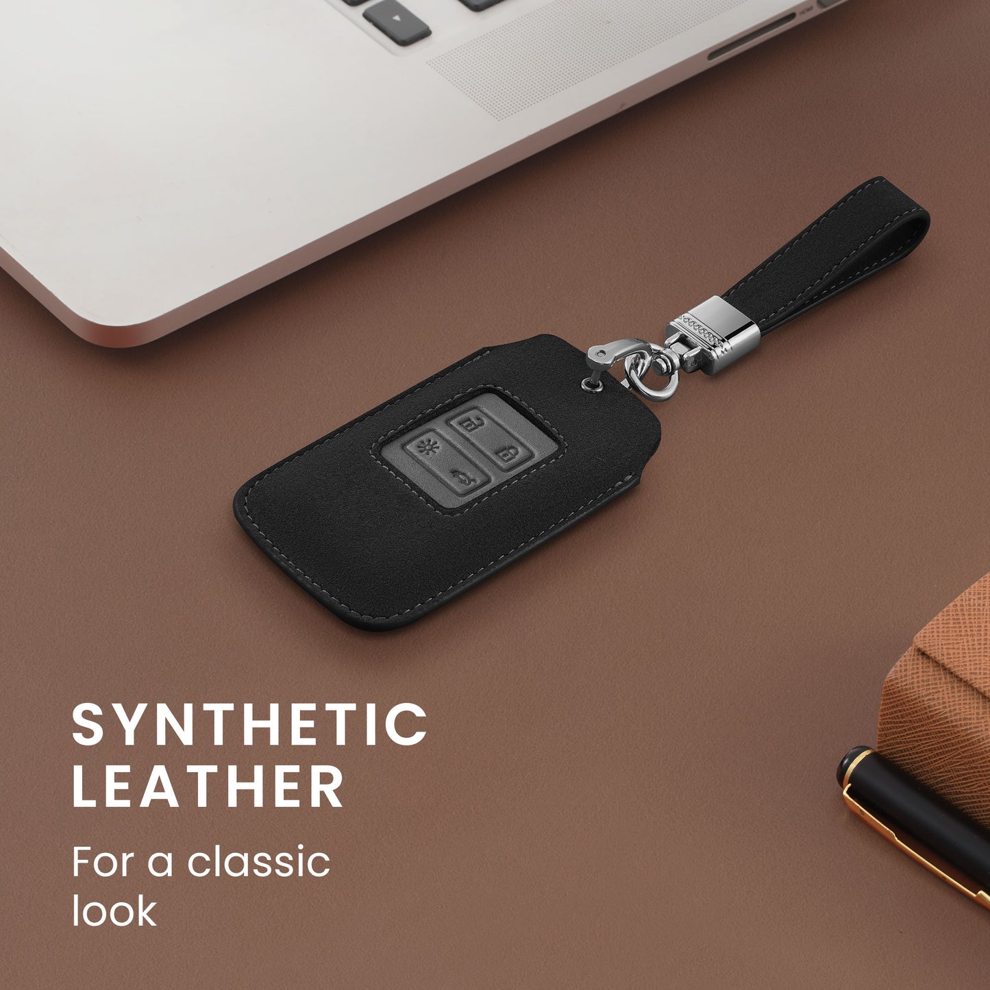 kwmobile Car Key Fob Cover made of Faux Leather compatible with Renault 4-Button Smartkey (Keyless Go only) - Key Fob Case - Cover