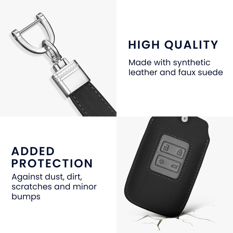 kwmobile Car Key Fob Cover made of Faux Leather compatible with Renault 4-Button Smartkey (Keyless Go only) - Key Fob Case - Cover