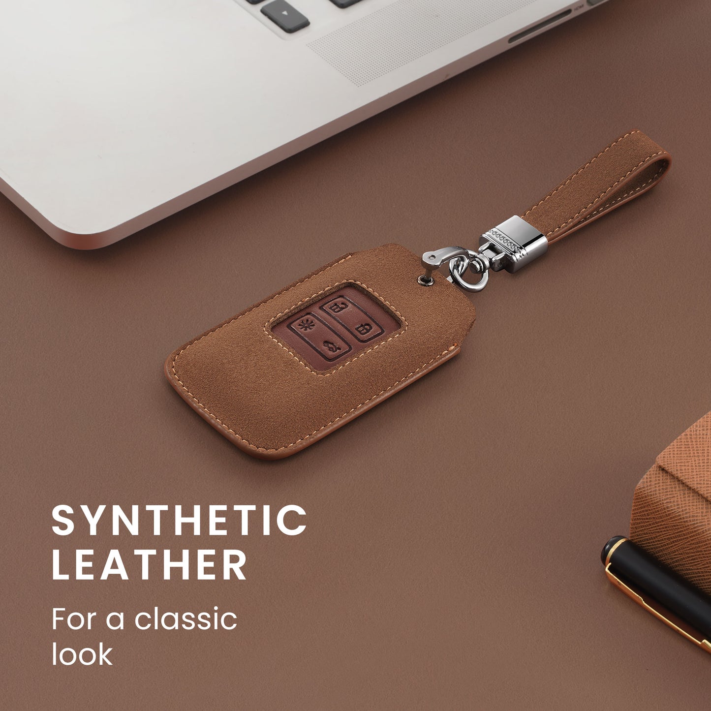 kwmobile Car Key Fob Cover made of Faux Leather compatible with Renault 4-Button Smartkey (Keyless Go only) - Key Fob Case - Cover