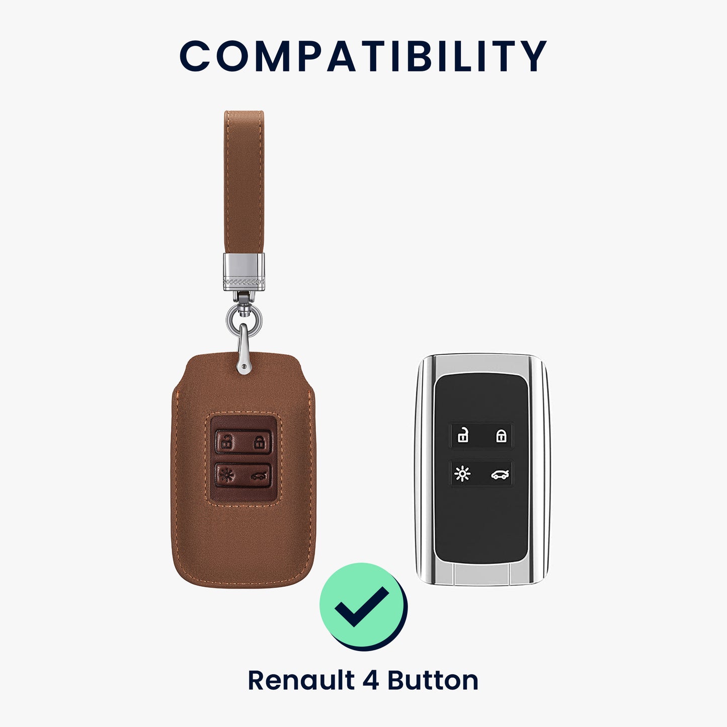 kwmobile Car Key Fob Cover made of Faux Leather compatible with Renault 4-Button Smartkey (Keyless Go only) - Key Fob Case - Cover