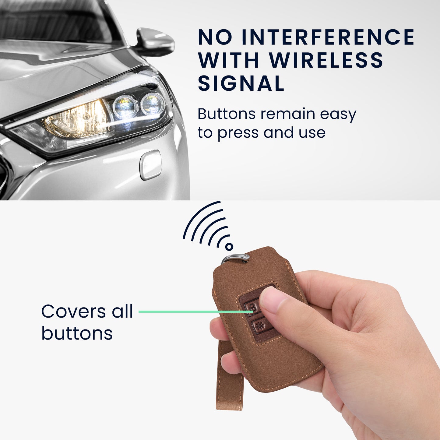 kwmobile Car Key Fob Cover made of Faux Leather compatible with Renault 4-Button Smartkey (Keyless Go only) - Key Fob Case - Cover