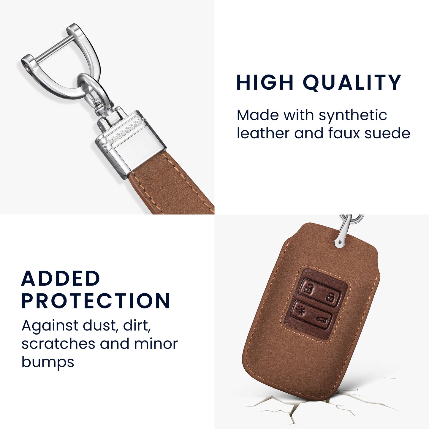 kwmobile Car Key Fob Cover made of Faux Leather compatible with Renault 4-Button Smartkey (Keyless Go only) - Key Fob Case - Cover