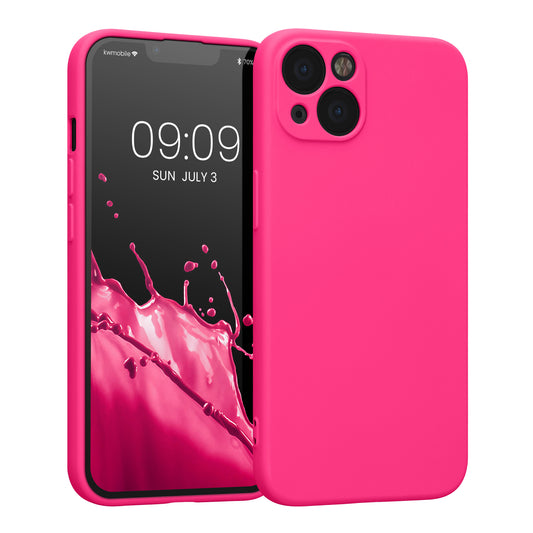 kwmobile Slim Case kompatibel mit Apple iPhone 13 Hülle - Handyhülle aus Silikon in Neon Pink Neon Pink  