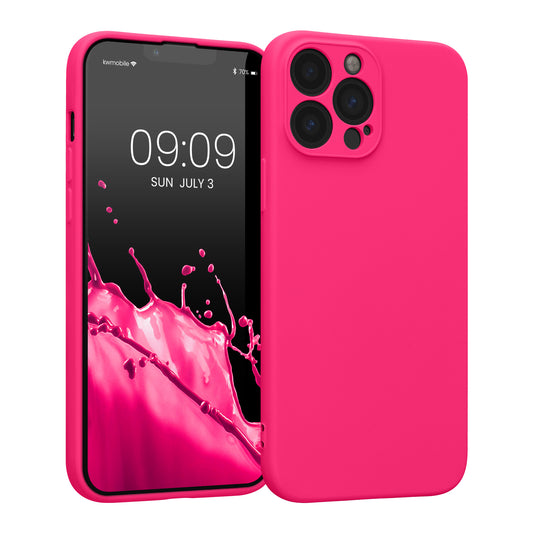 kwmobile Slim Case kompatibel mit Apple iPhone 13 Pro Max Hülle - Handyhülle aus Silikon in Neon Pink Neon Pink  