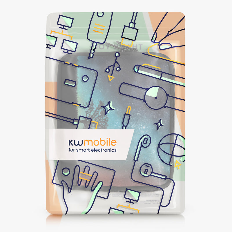 kwmobile Bag for eReader - Case Cover Galaxy Tree Meadow Grey Black - Inner Dimensions