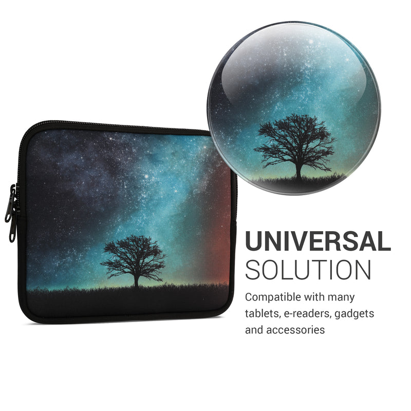 kwmobile Bag for eReader - Case Cover Galaxy Tree Meadow Grey Black - Inner Dimensions