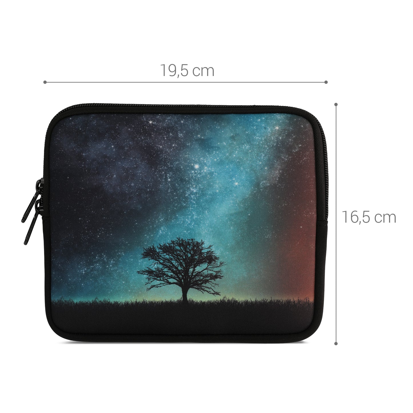 kwmobile Bag for eReader - Case Cover Galaxy Tree Meadow Grey Black - Inner Dimensions