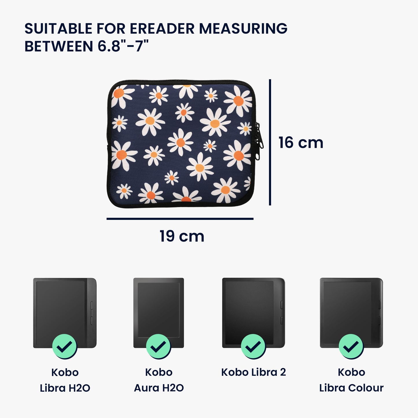 kwmobile Bag for eReader - Case Cover Galaxy Tree Meadow Grey Black - Inner Dimensions