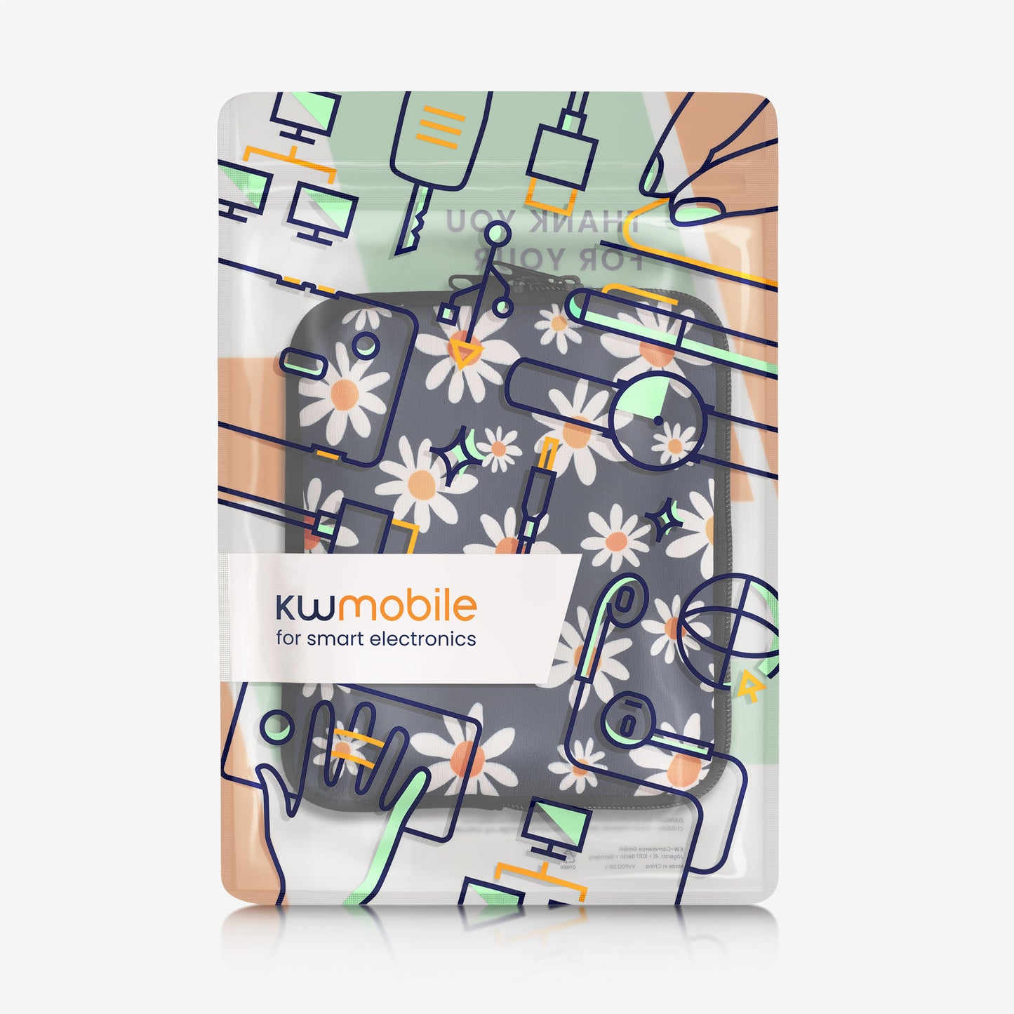 kwmobile Bag for eReader - Case Cover Galaxy Tree Meadow Grey Black - Inner Dimensions