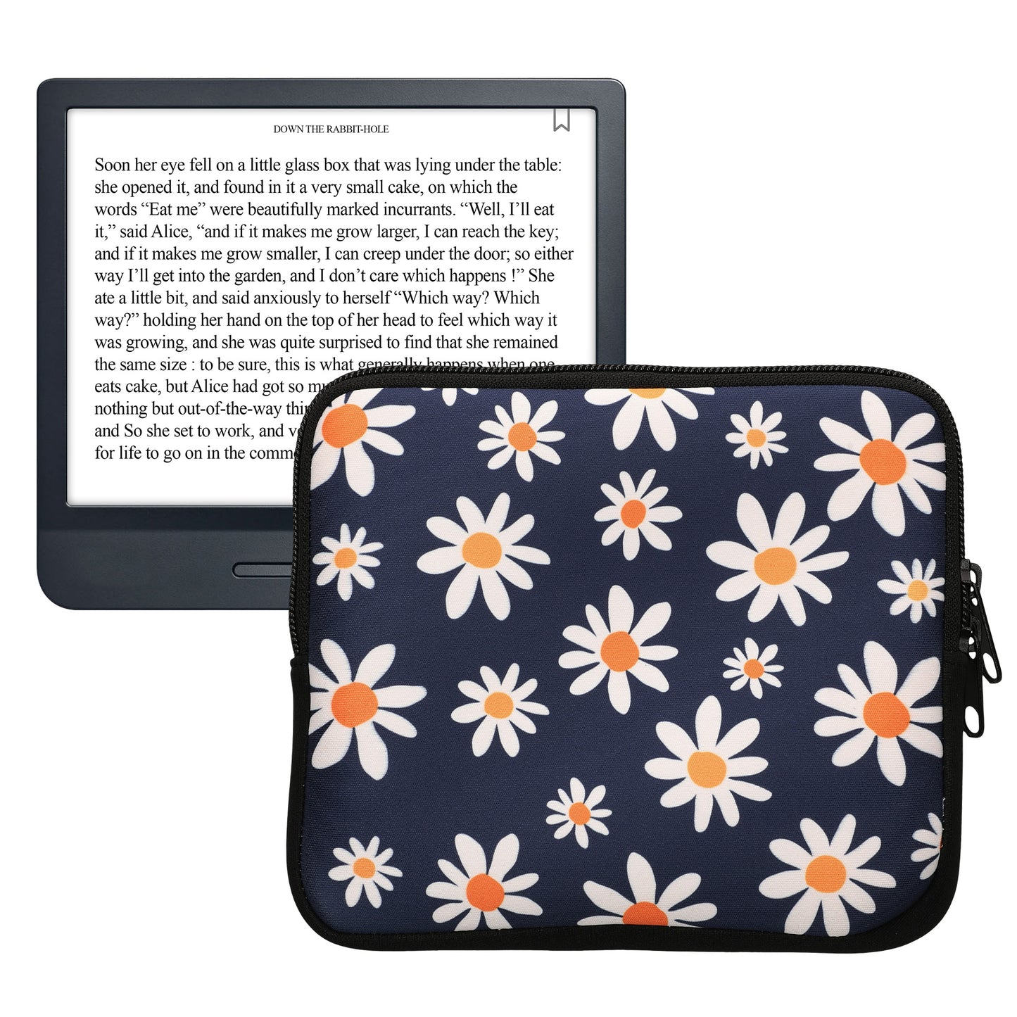 kwmobile Bag for eReader - Case Cover Galaxy Tree Meadow Grey Black - Inner Dimensions