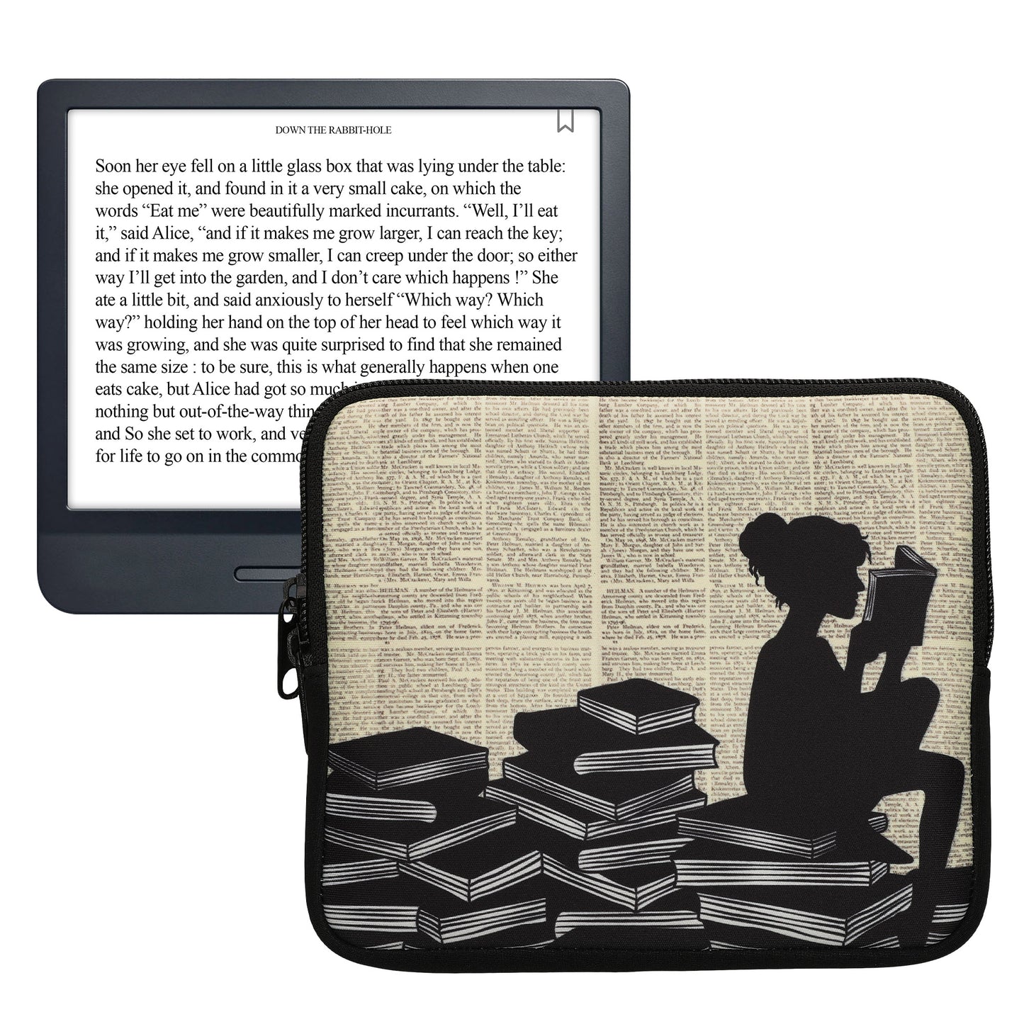 kwmobile Bag for eReader - Case Cover Galaxy Tree Meadow Grey Black - Inner Dimensions