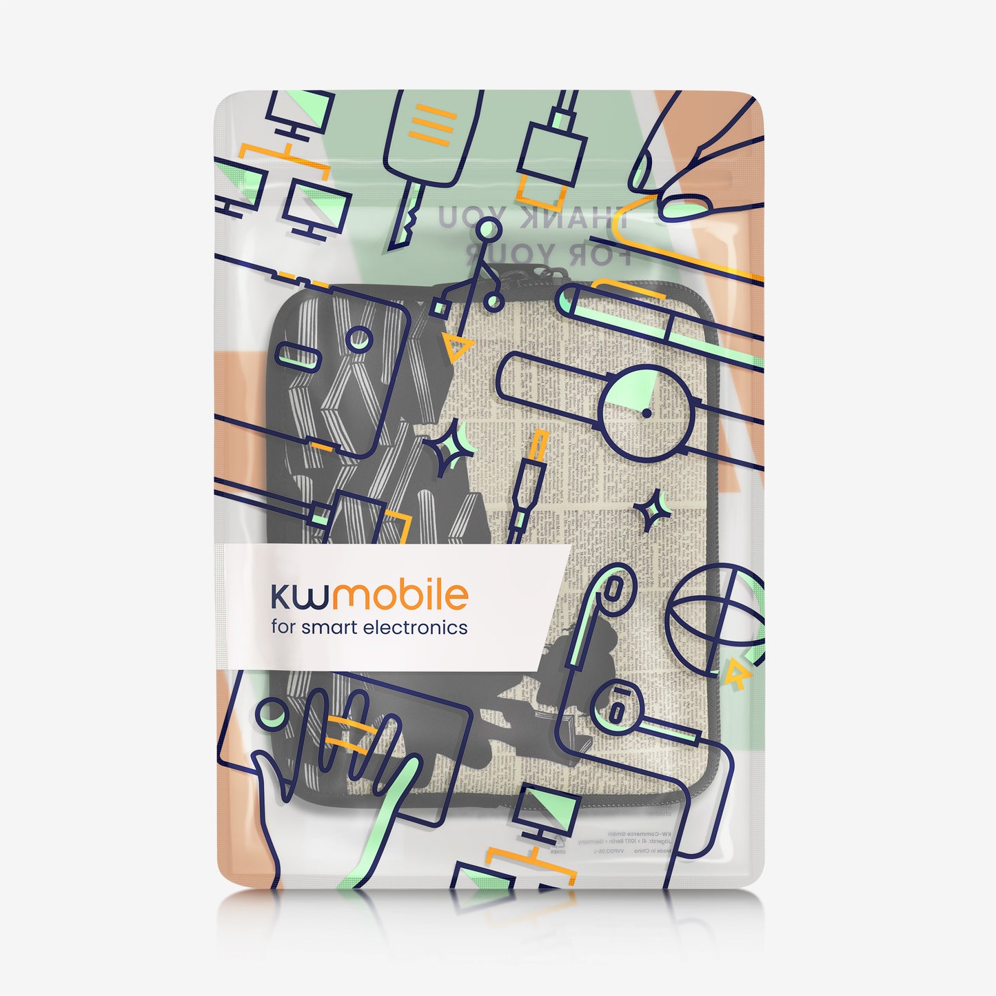 kwmobile Bag for eReader - Case Cover Galaxy Tree Meadow Grey Black - Inner Dimensions
