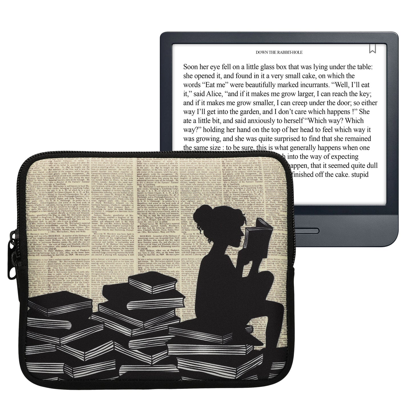 kwmobile Bag for eReader - Case Cover Galaxy Tree Meadow Grey Black - Inner Dimensions