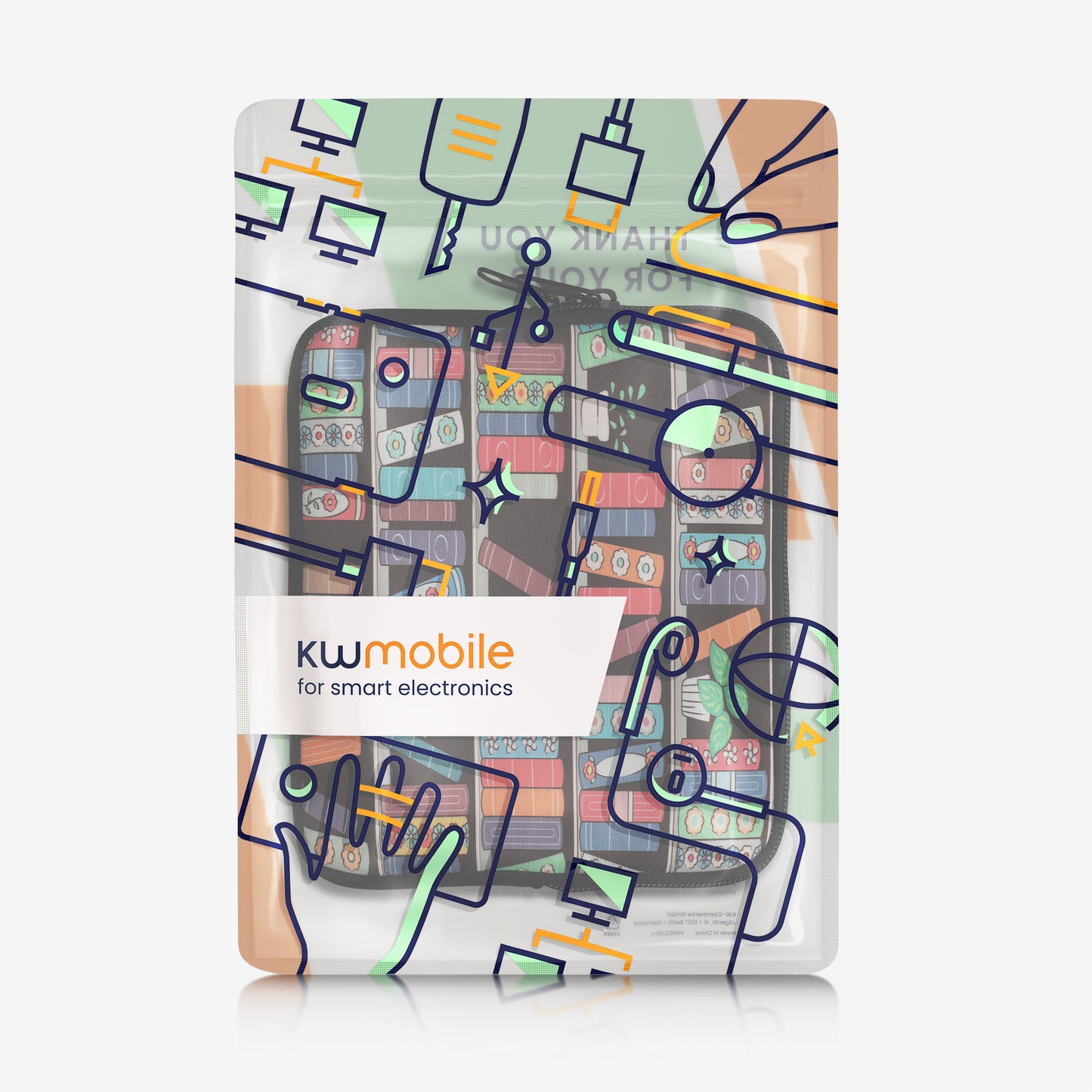 kwmobile Bag for eReader - Case Cover Galaxy Tree Meadow Grey Black - Inner Dimensions