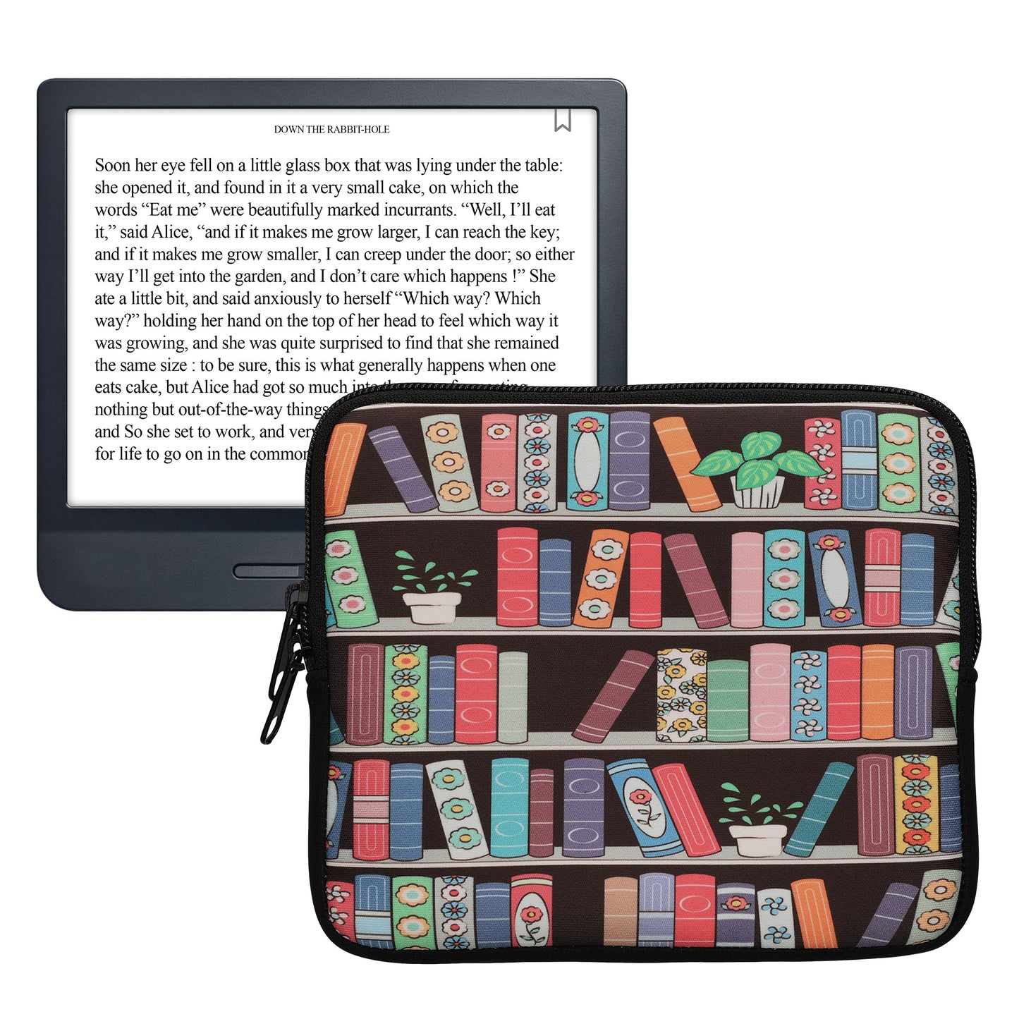 kwmobile Bag for eReader - Case Cover Galaxy Tree Meadow Grey Black - Inner Dimensions