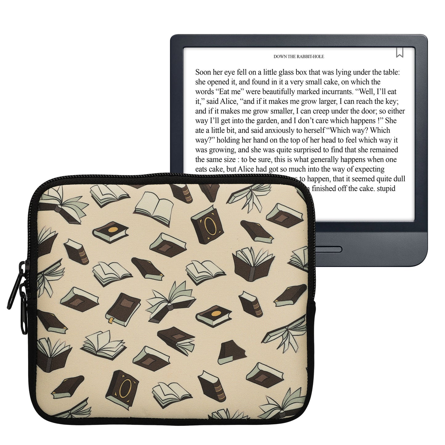 kwmobile Bag for eReader - Case Cover Galaxy Tree Meadow Grey Black - Inner Dimensions