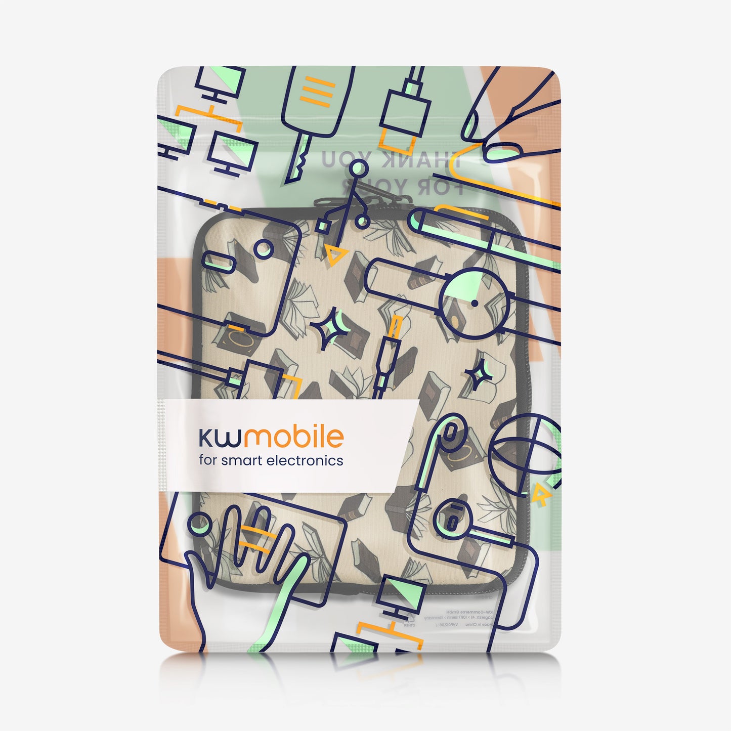 kwmobile Bag for eReader - Case Cover Galaxy Tree Meadow Grey Black - Inner Dimensions