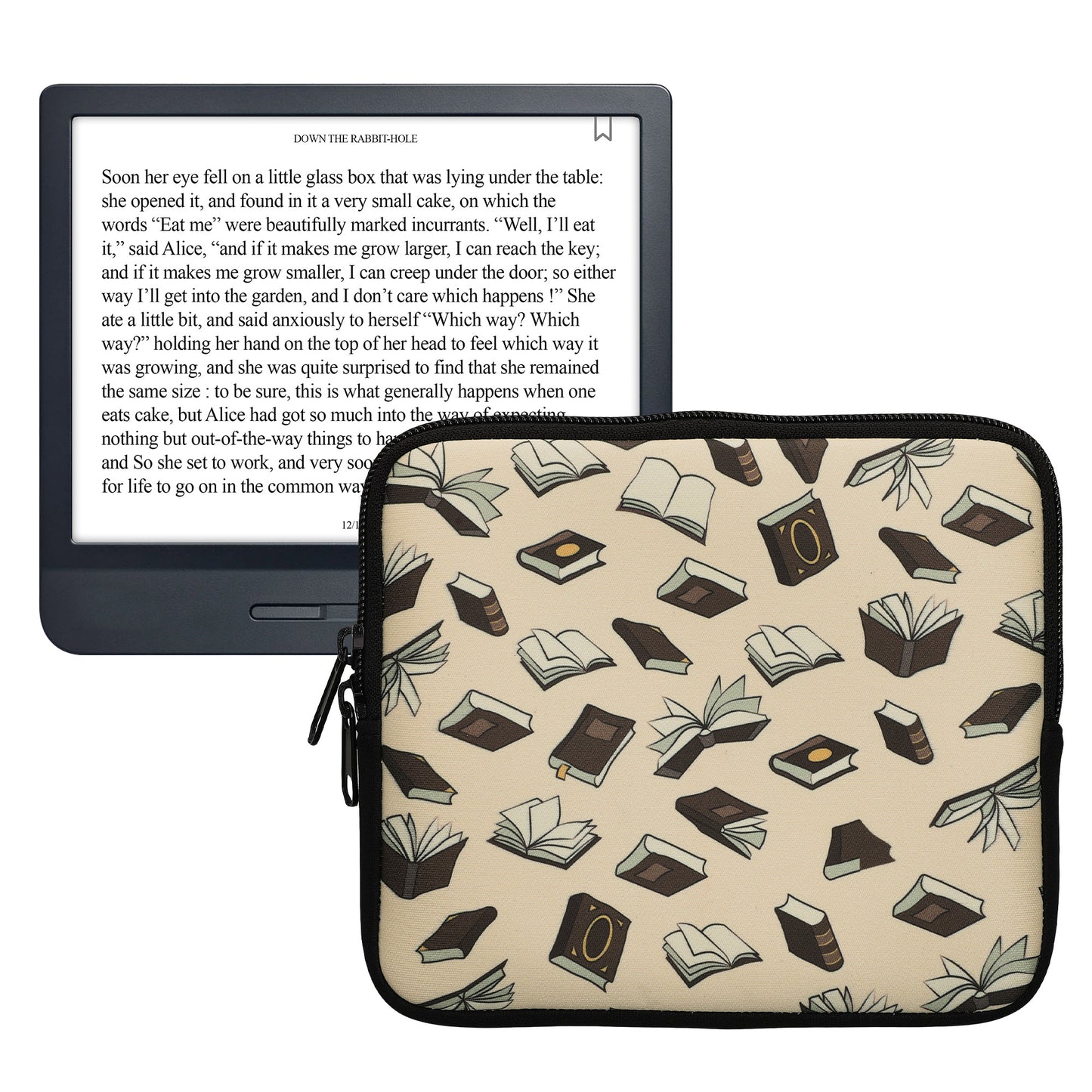 kwmobile Bag for eReader - Case Cover Galaxy Tree Meadow Grey Black - Inner Dimensions