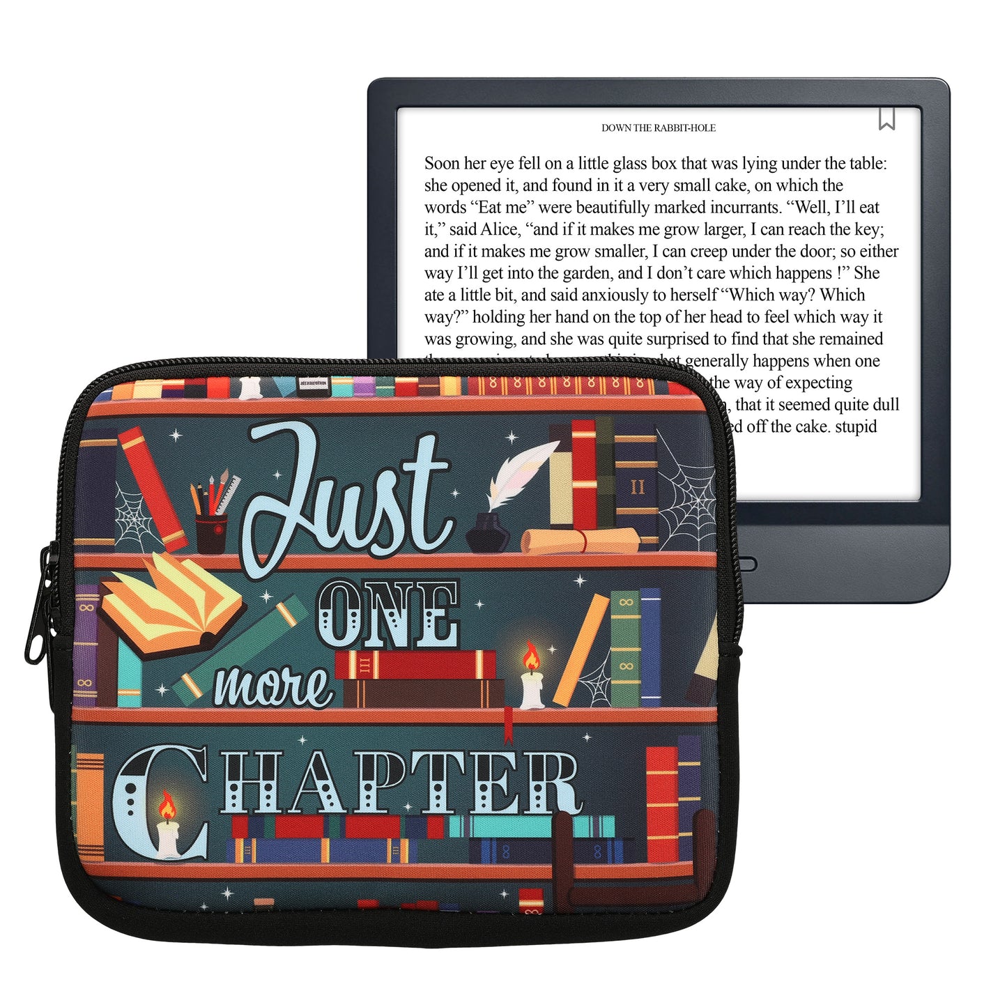 kwmobile Tasche für eReader - Neopren Hülle Schutzhülle Bibliothek Motto Mehrfarbig - Innenmaße Mehrfarbig  [dsg09]