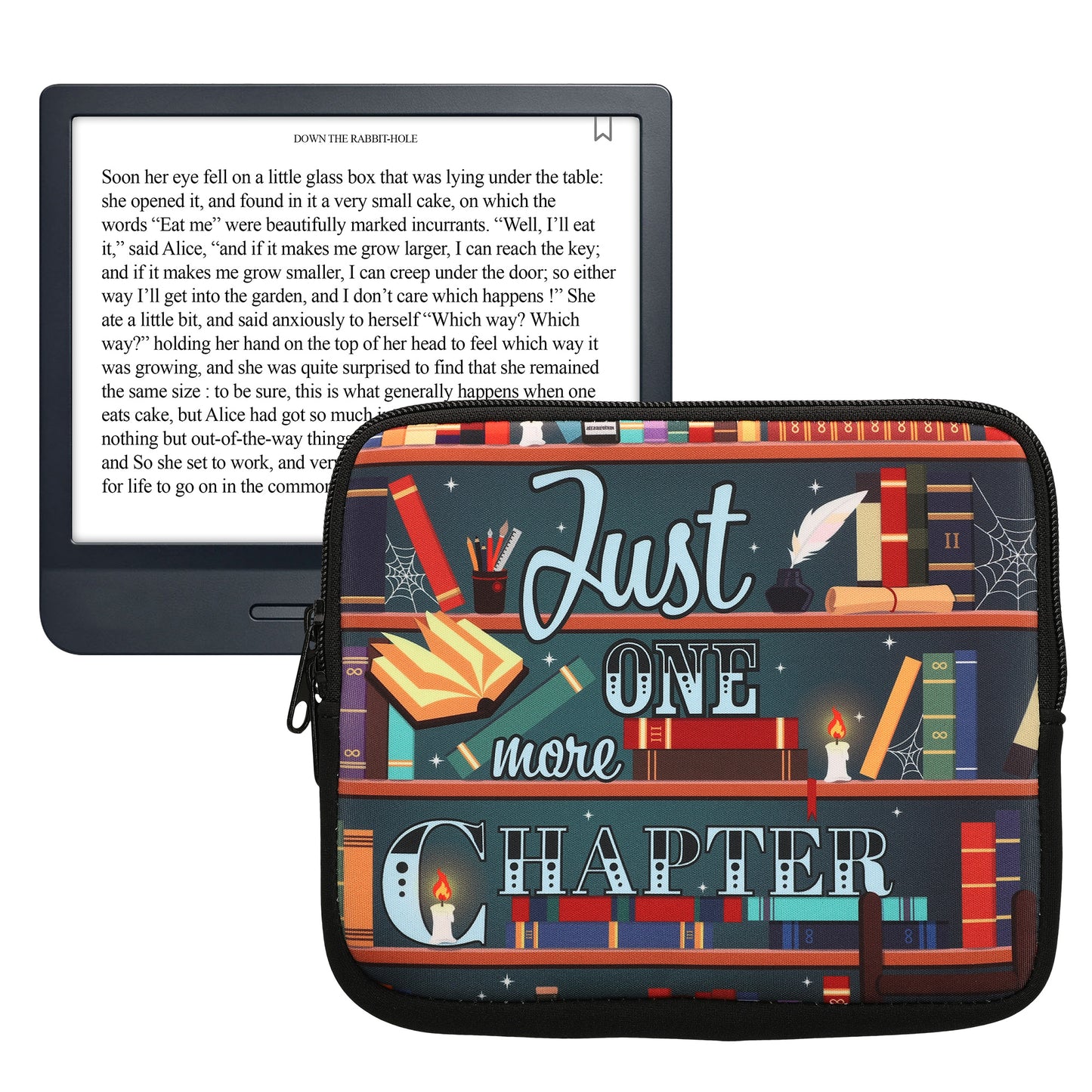 kwmobile Bag for eReader - Case Cover Galaxy Tree Meadow Grey Black - Inner Dimensions