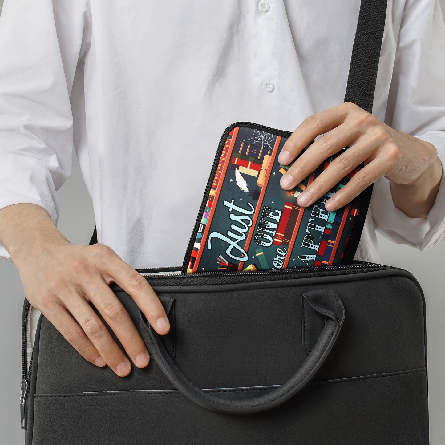 kwmobile Bag for eReader - Case Cover Galaxy Tree Meadow Grey Black - Inner Dimensions