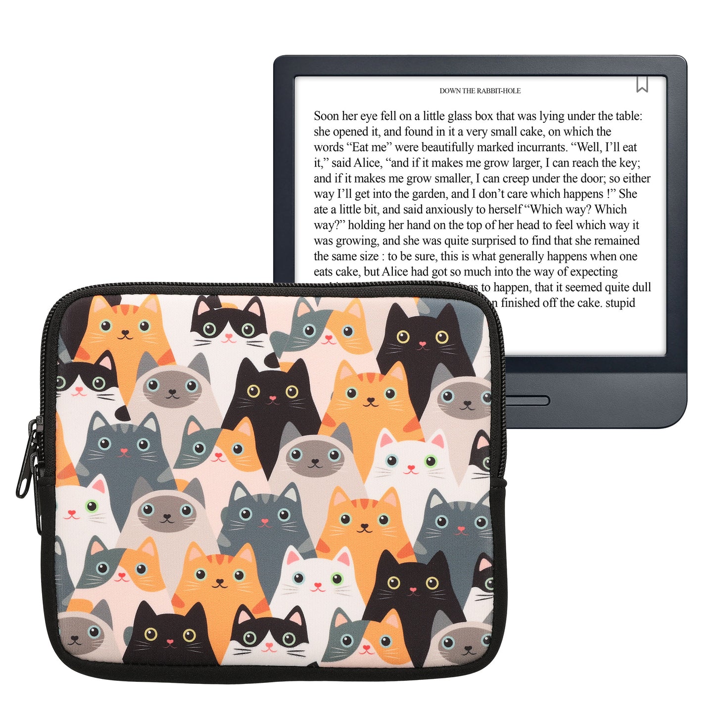 kwmobile Bag for eReader - Case Cover Galaxy Tree Meadow Grey Black - Inner Dimensions
