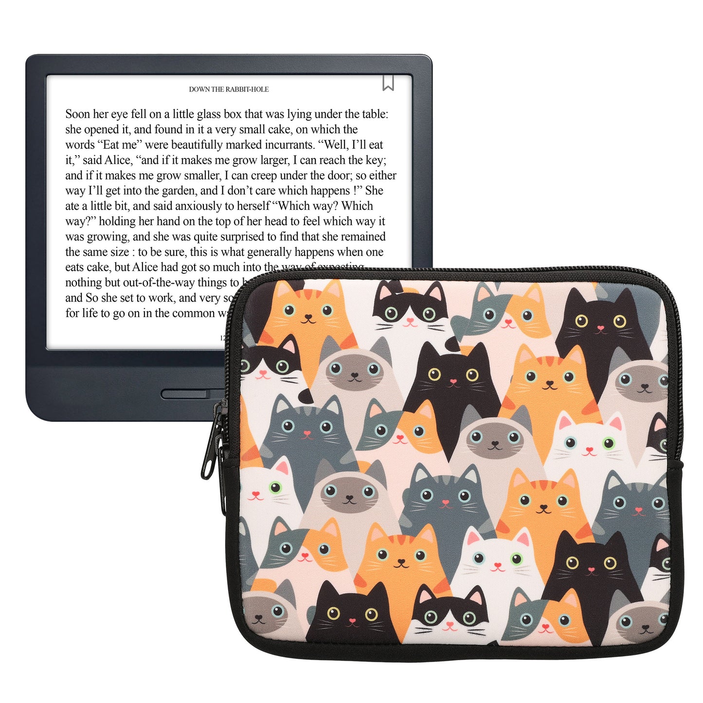kwmobile Bag for eReader - Case Cover Galaxy Tree Meadow Grey Black - Inner Dimensions