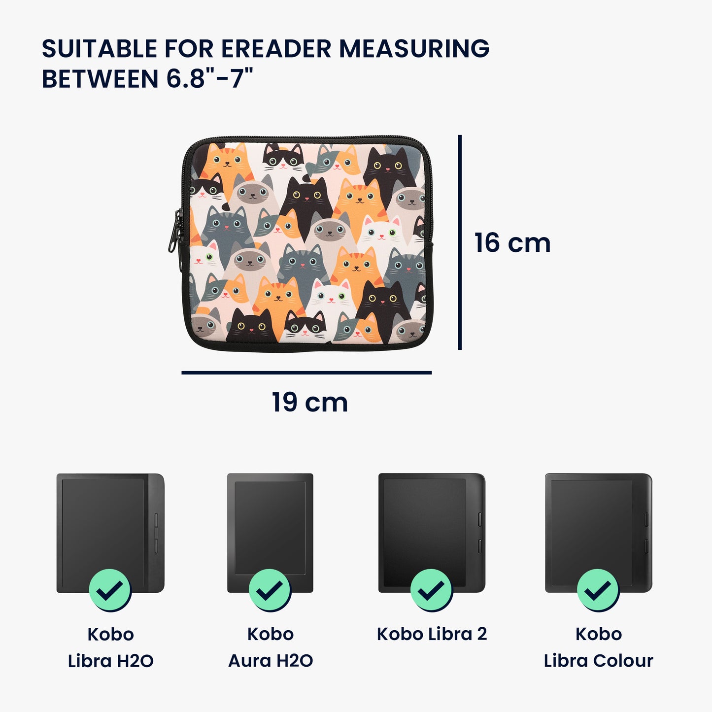kwmobile Bag for eReader - Case Cover Galaxy Tree Meadow Grey Black - Inner Dimensions
