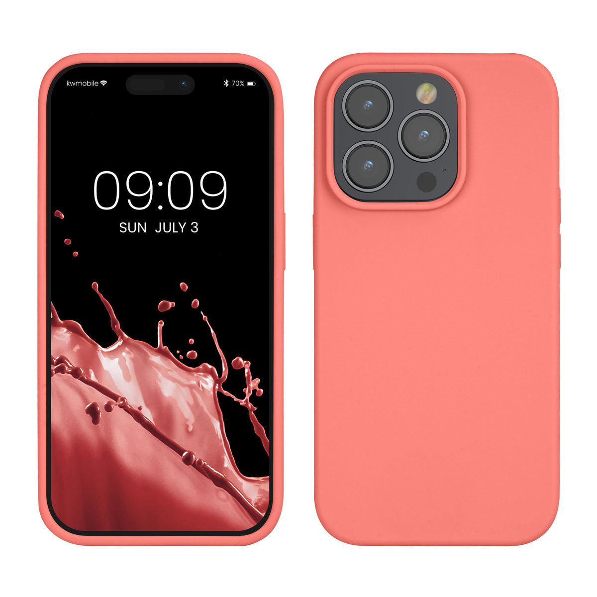 kwmobile Handyhülle für iPhone 14 Pro Hülle, für iPhone 14 Pro Case - Hülle Silikon - kabelloses Laden - Pastell Koralle Pastell Koralle