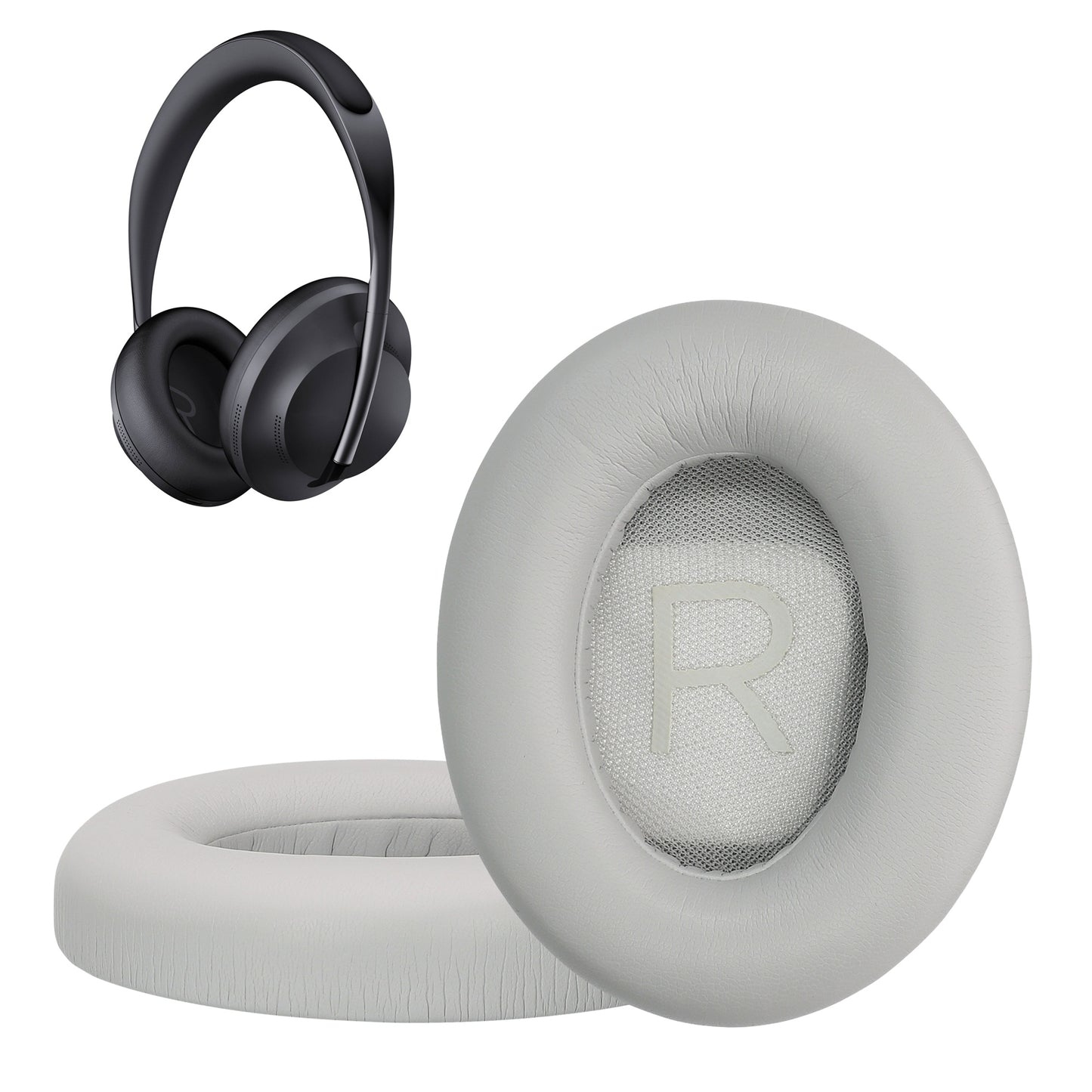 kwmobile 2x Ohr Polster für Bose Noise Cancelling 700 / NC700 Ohrpolster - Ersatz Ohrpolster - Kopfhörer Ersatzteile - Kopfhörer Ersatzpolster für Over Ear Headphones Grau  