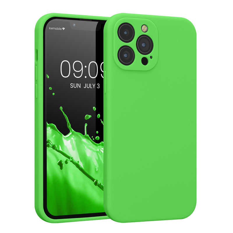 Rubberized Silicone Case with Camera Protection for Apple iPhone 13 Pro Max in Lime Green