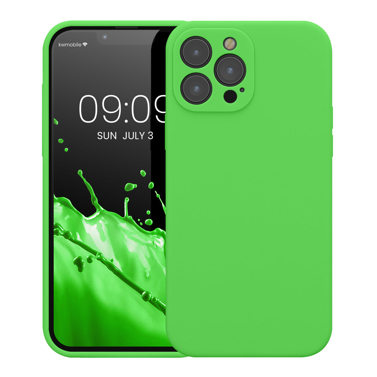 Rubberized Silicone Case with Camera Protection for Apple iPhone 13 Pro Max in Lime Green