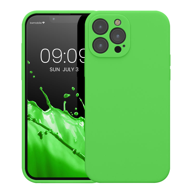 Rubberized Silicone Case with Camera Protection for Apple iPhone 13 Pro Max in Lime Green