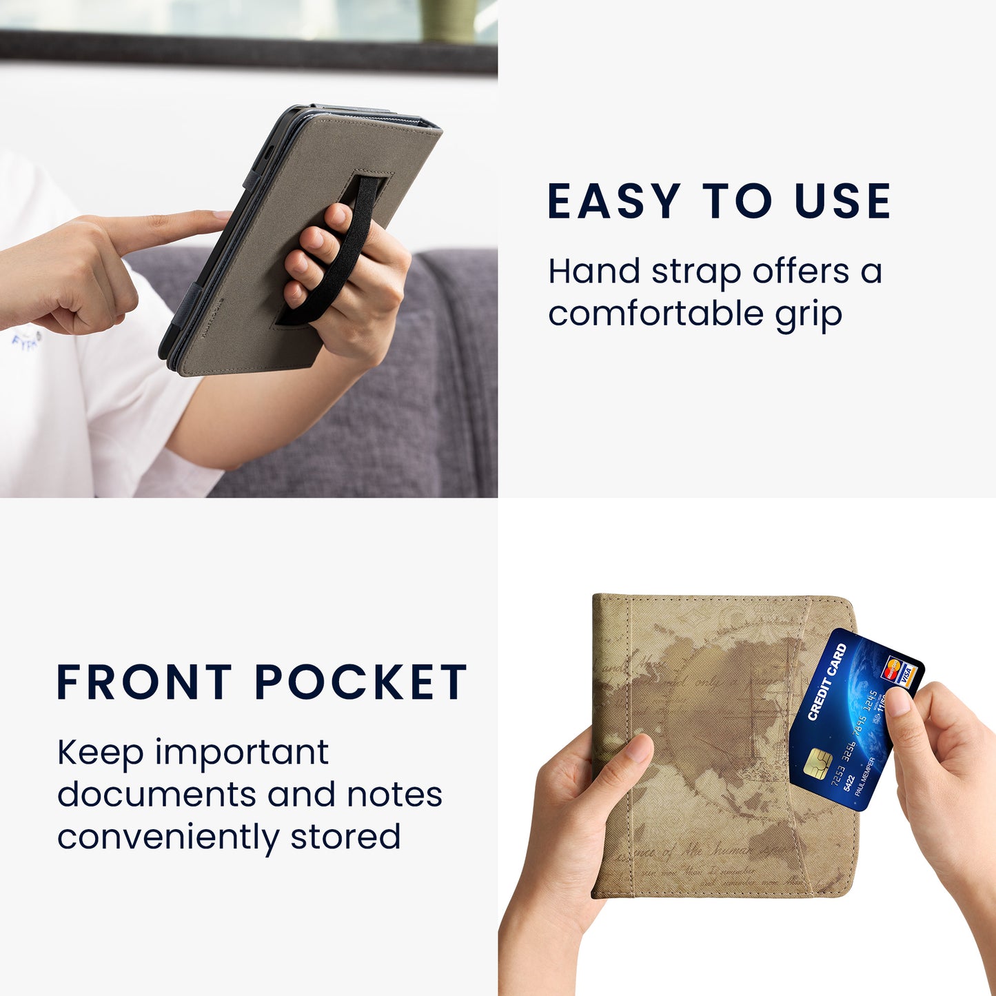 kwmobile Flip Case Compatible with Pocketbook Era / Era Color - Front Pocket Hand Strap