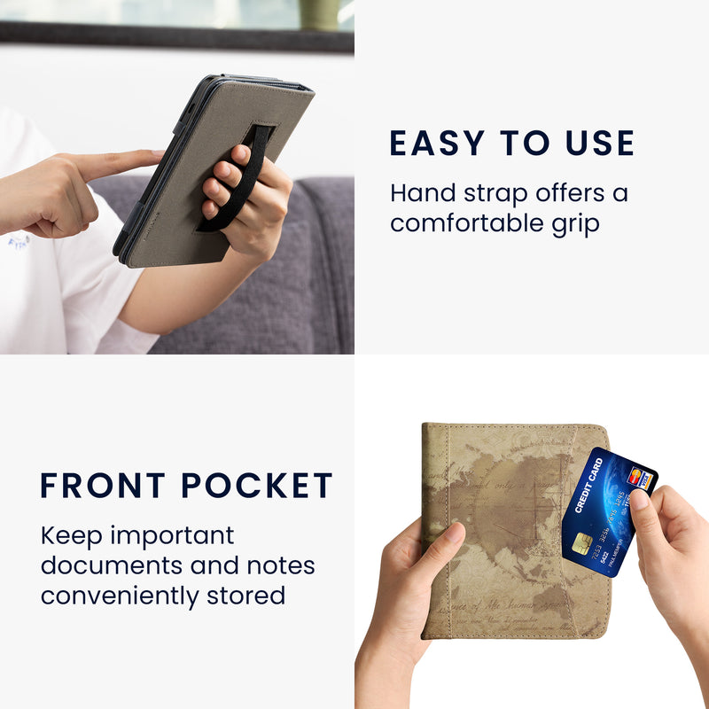 kwmobile Flip Case Compatible with Pocketbook Era / Era Color - Front Pocket Hand Strap