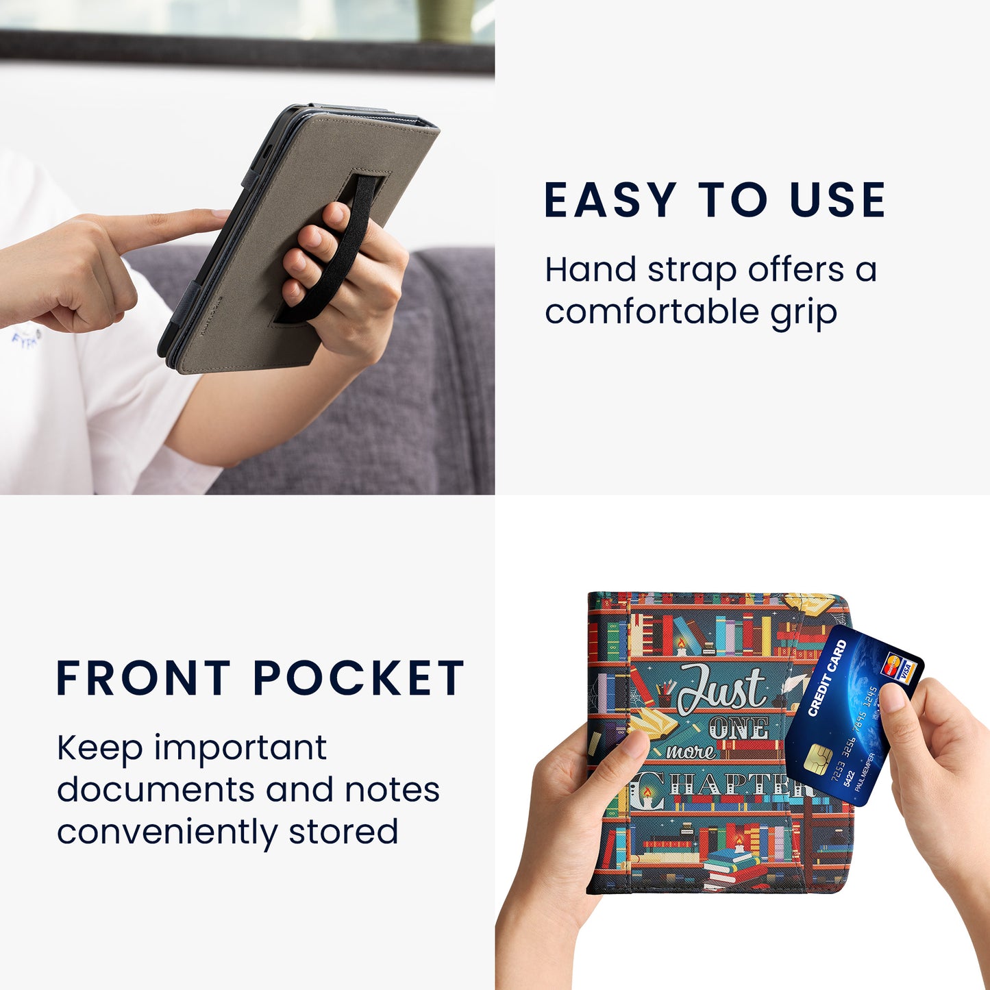 kwmobile Flip Case Compatible with Pocketbook Era / Era Color - Front Pocket Hand Strap