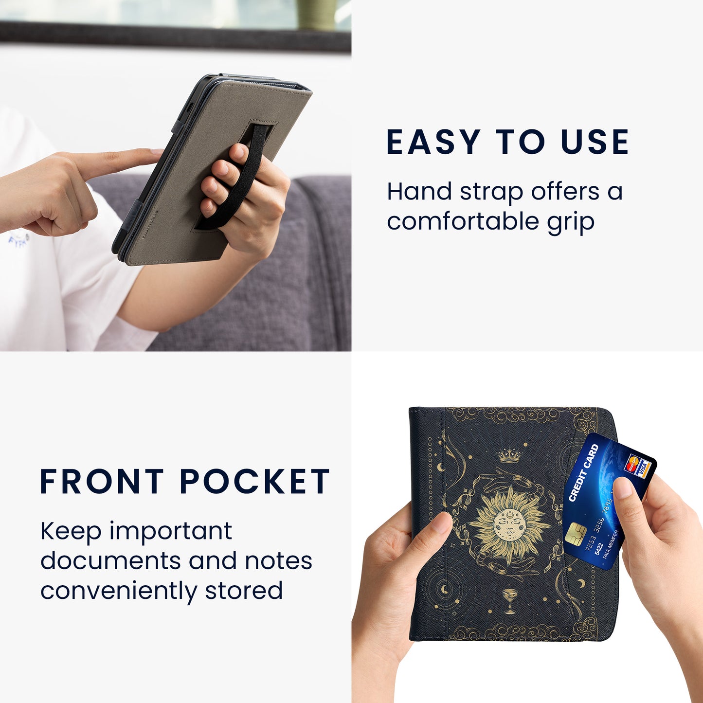 kwmobile Flip Case Compatible with Pocketbook Era / Era Color - Front Pocket Hand Strap