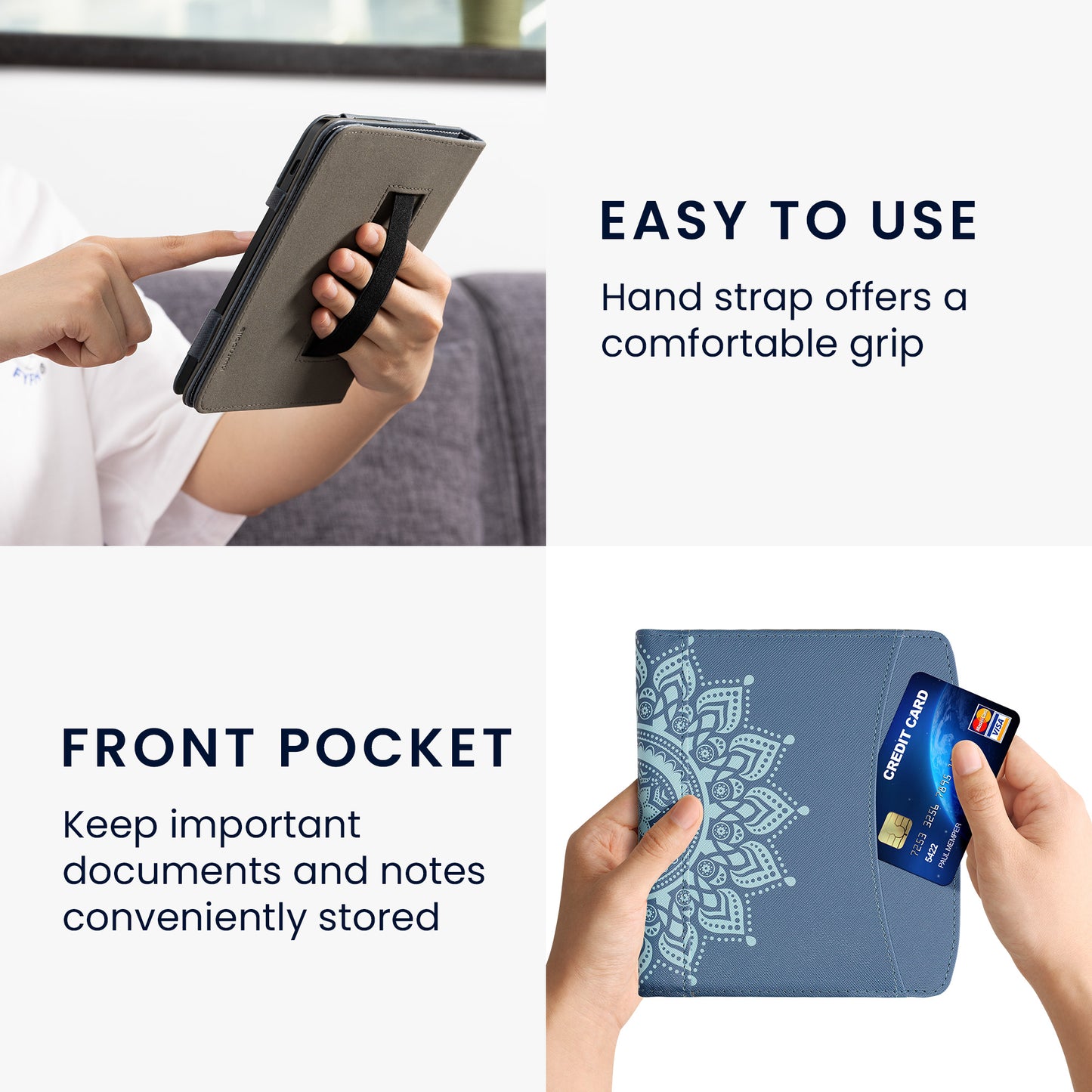 kwmobile Flip Case Compatible with Pocketbook Era / Era Color - Front Pocket Hand Strap