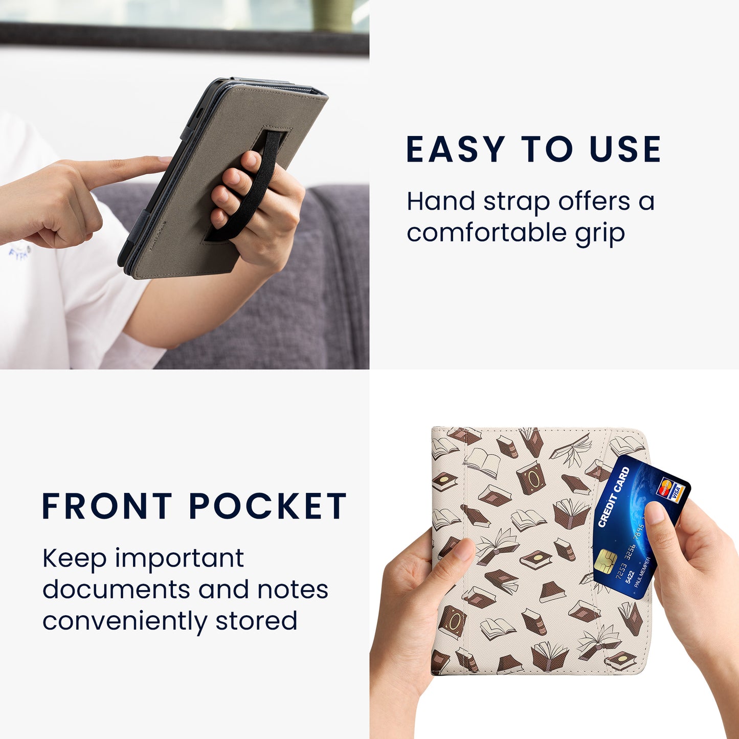 kwmobile Flip Case Compatible with Pocketbook Era / Era Color - Front Pocket Hand Strap