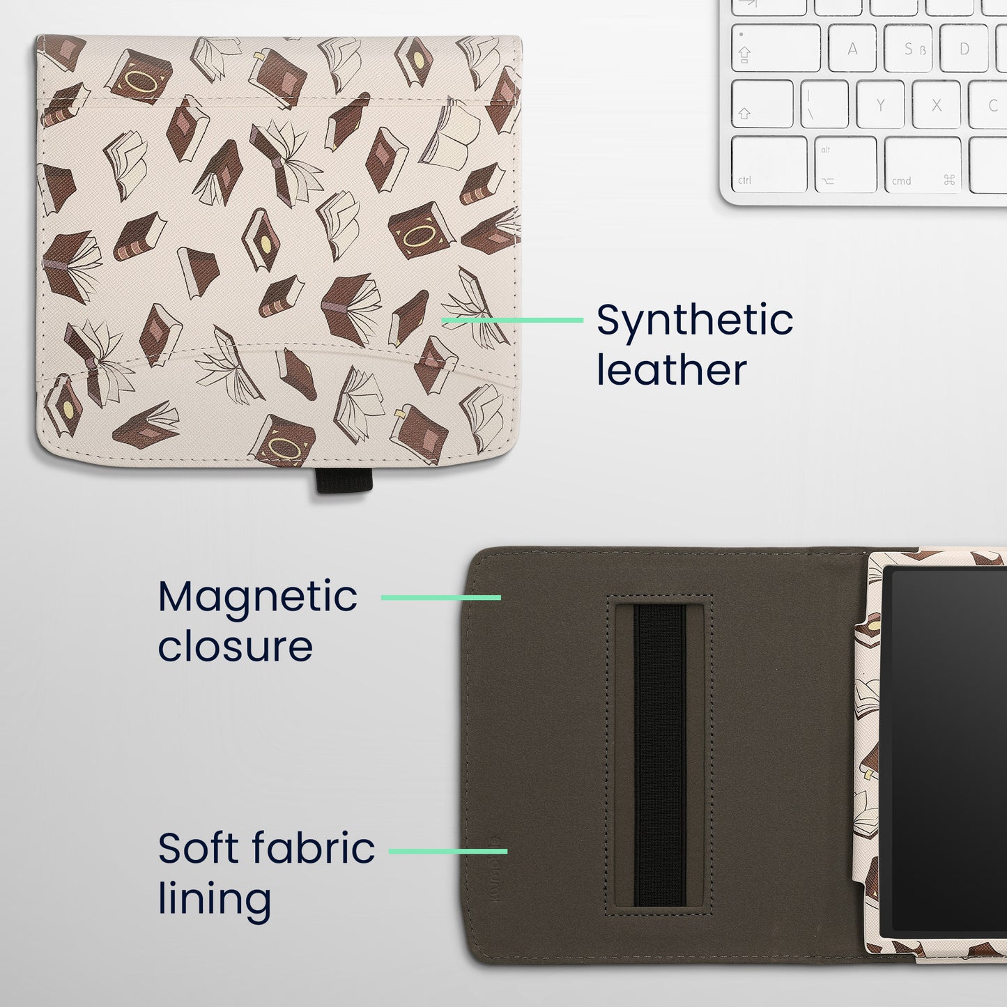 kwmobile Flip Case Compatible with Pocketbook Era / Era Color - Front Pocket Hand Strap