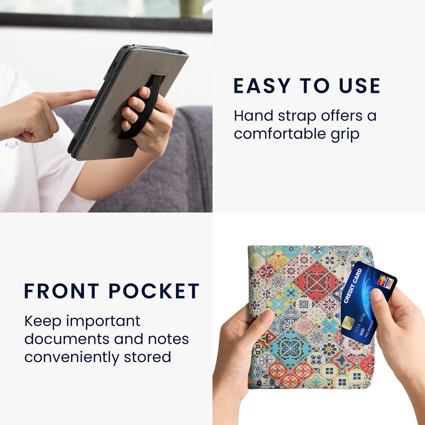 kwmobile Flip Case Compatible with Pocketbook Era / Era Color - Front Pocket Hand Strap