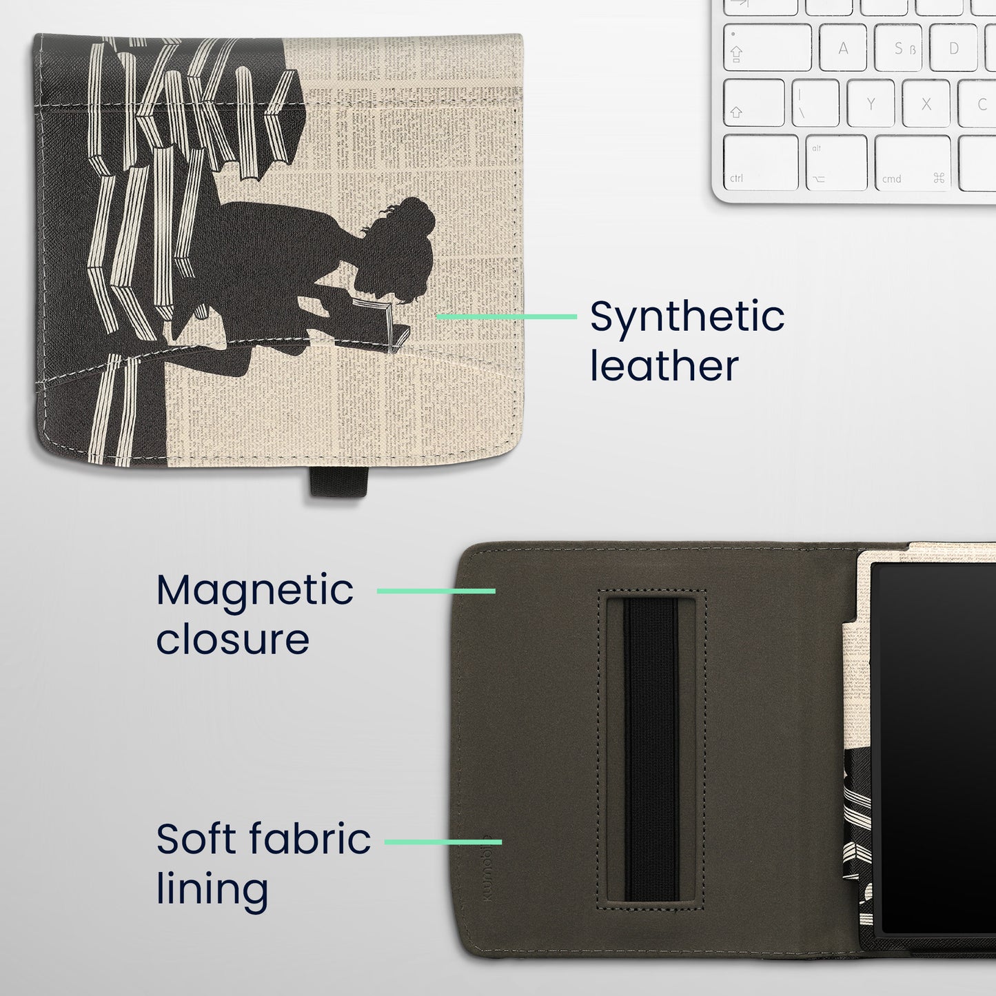 kwmobile Flip Case Compatible with Pocketbook Era / Era Color - Front Pocket Hand Strap