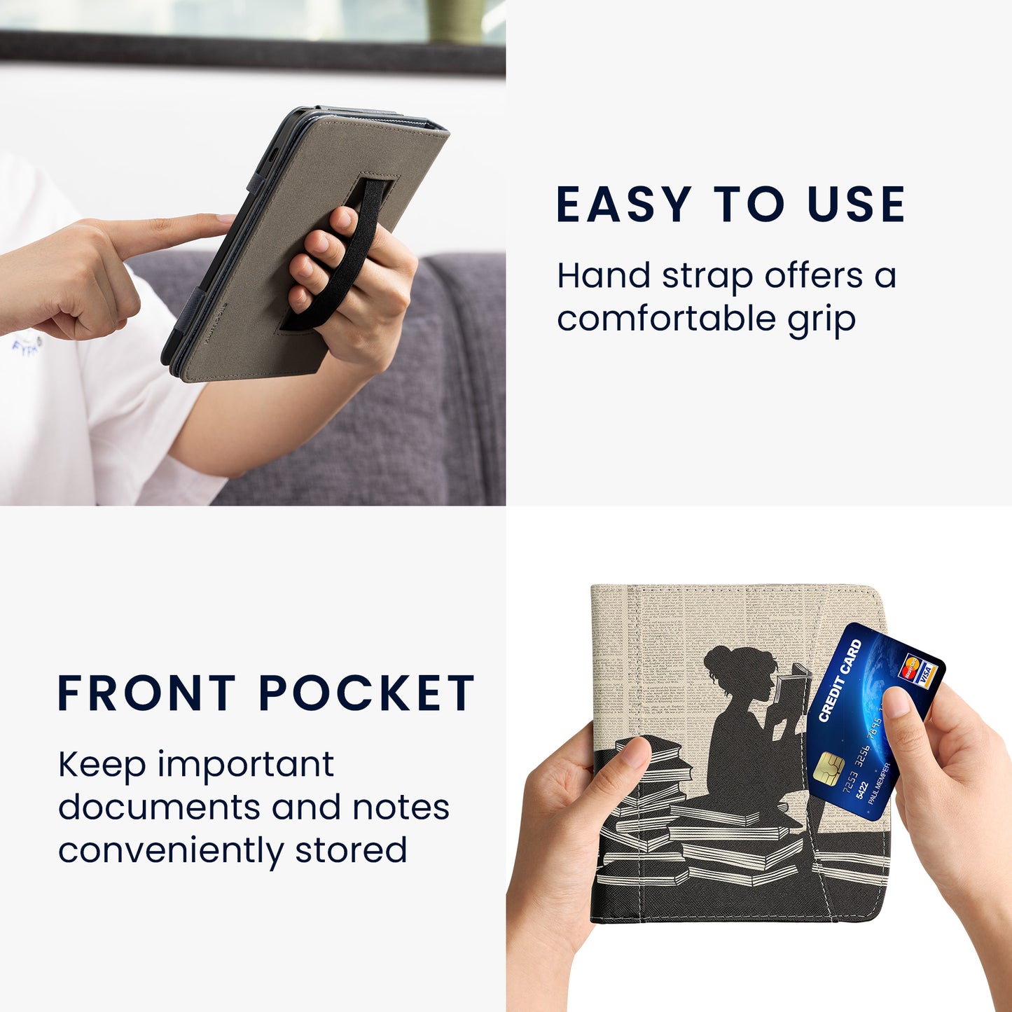 kwmobile Flip Case Compatible with Pocketbook Era / Era Color - Front Pocket Hand Strap