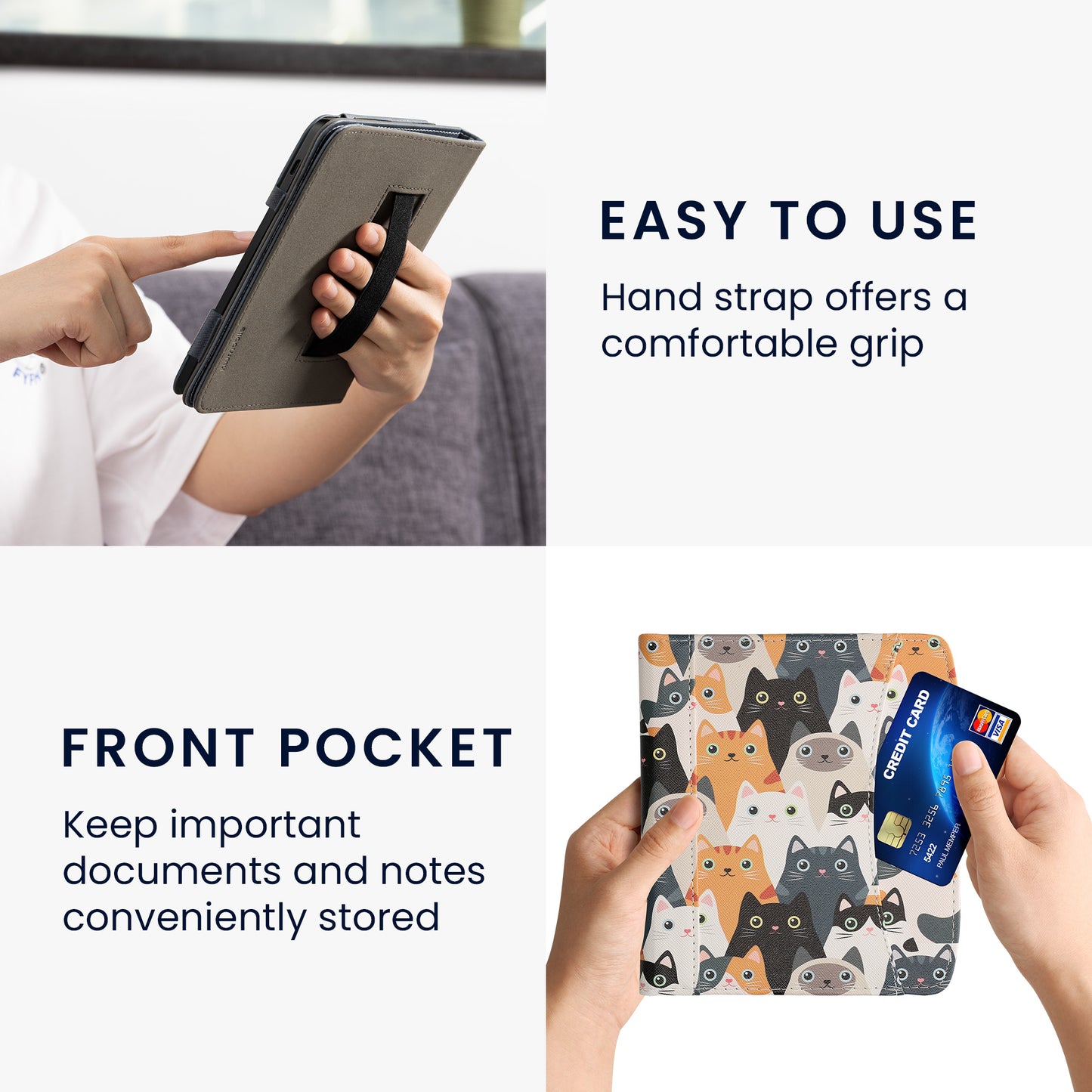 kwmobile Flip Case Compatible with Pocketbook Era / Era Color - Front Pocket Hand Strap