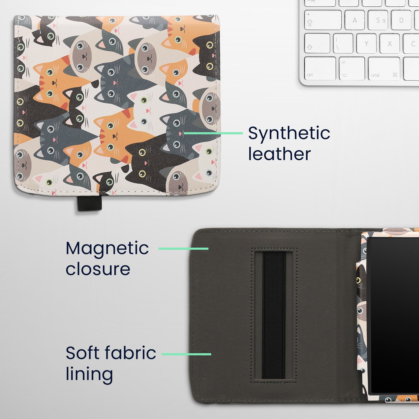 kwmobile Flip Case Compatible with Pocketbook Era / Era Color - Front Pocket Hand Strap
