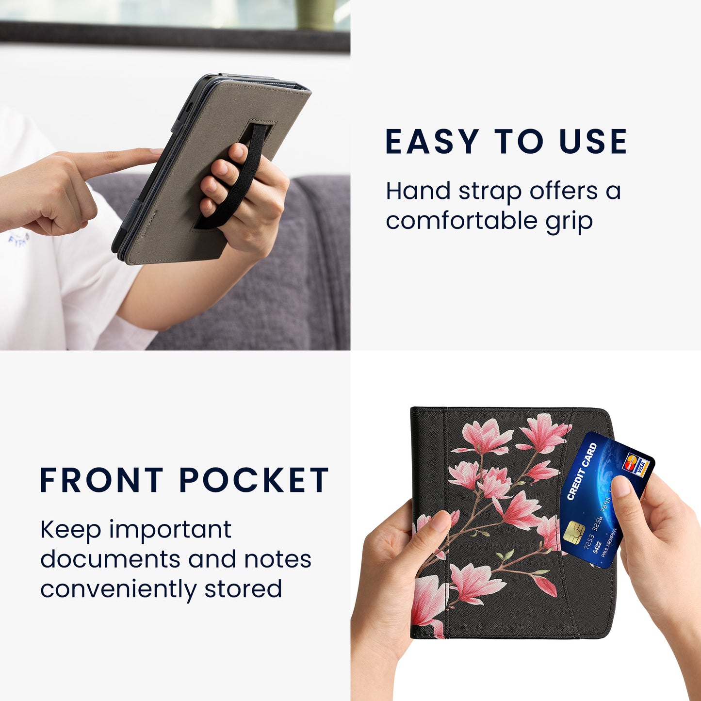 kwmobile Flip Case Compatible with Pocketbook Era / Era Color - Front Pocket Hand Strap