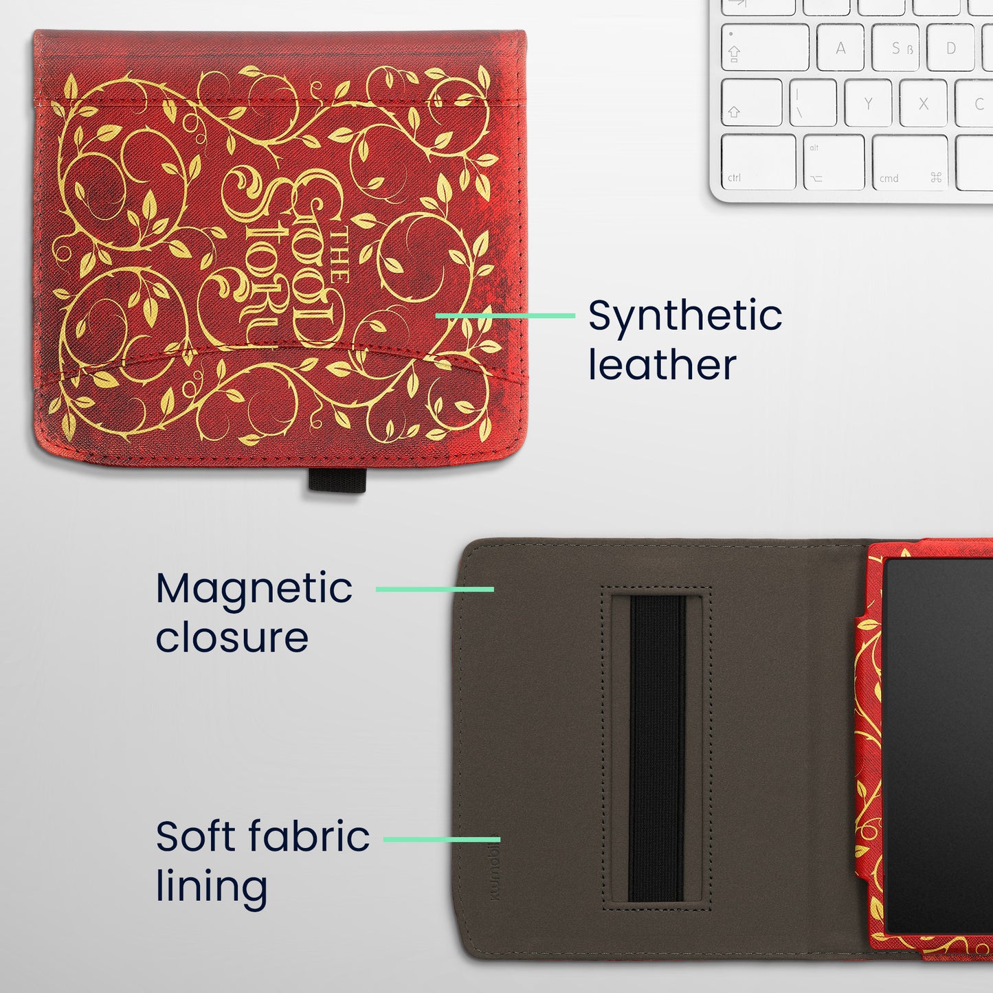 kwmobile Flip Case Compatible with Pocketbook Era / Era Color - Front Pocket Hand Strap