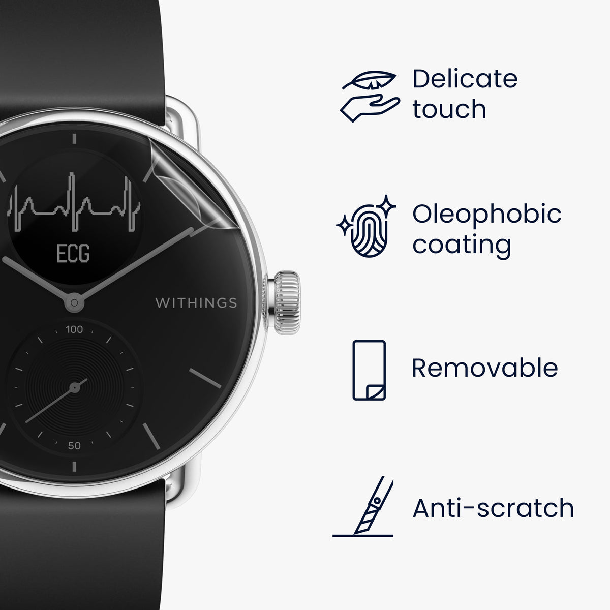 kwmobile Displayschutzfolie kompatibel mit Withings Scanwatch 38mm - Schutzfolie für Fitness Tracker Displayschutz
