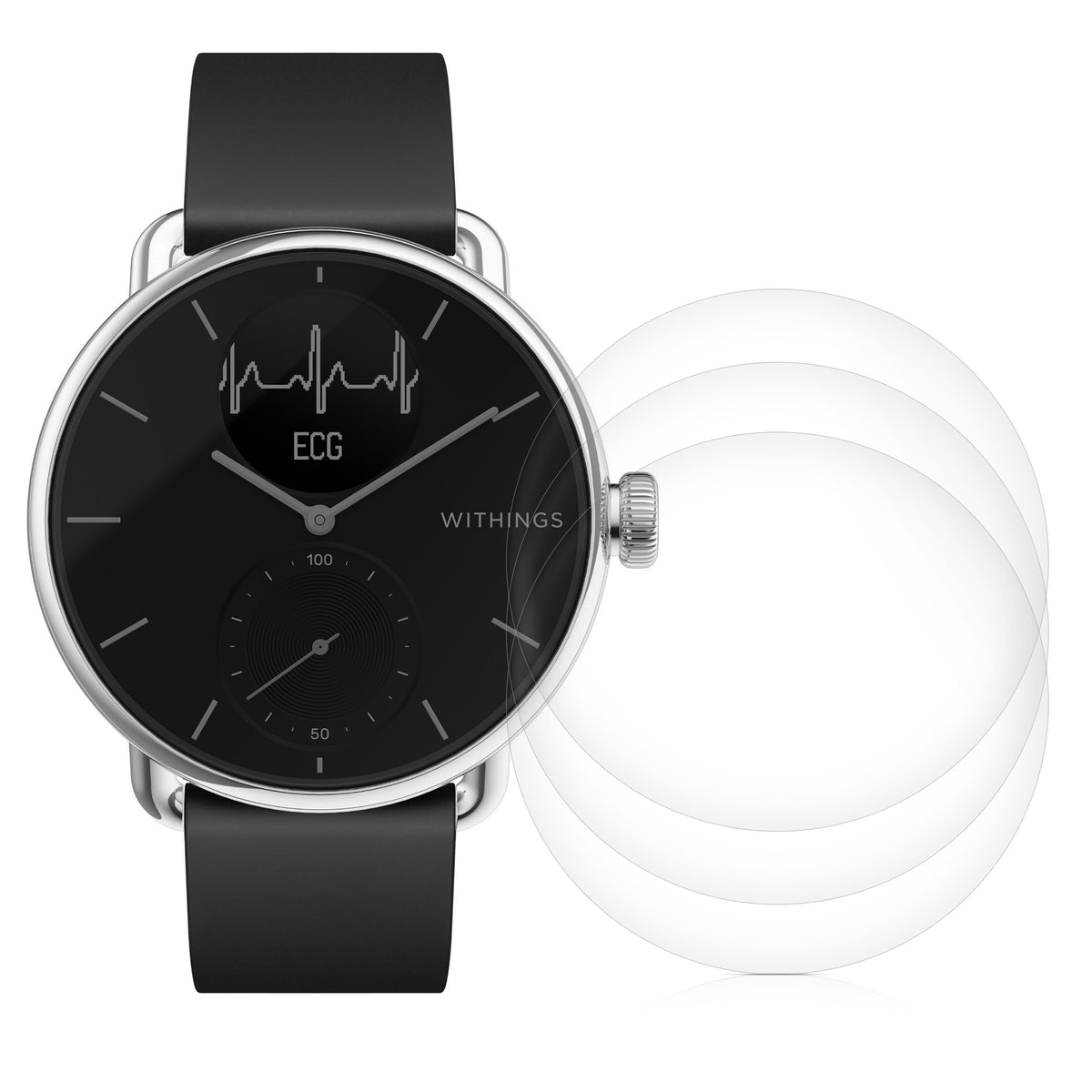 kwmobile Displayschutzfolie kompatibel mit Withings Scanwatch 38mm - Schutzfolie für Fitness Tracker Displayschutz